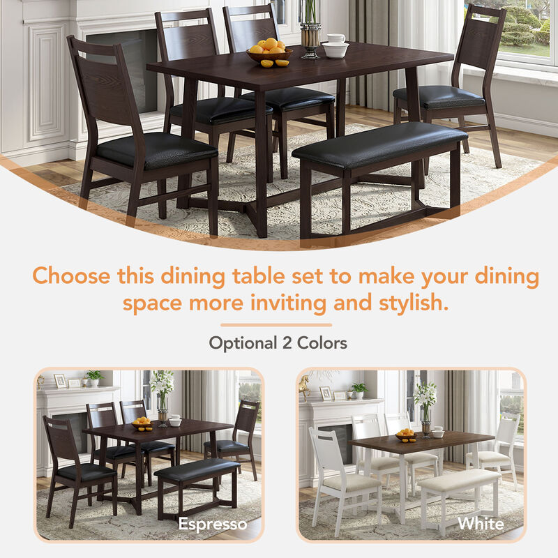 Merax Farmhouse 6-Piece Wood Dining Table Set