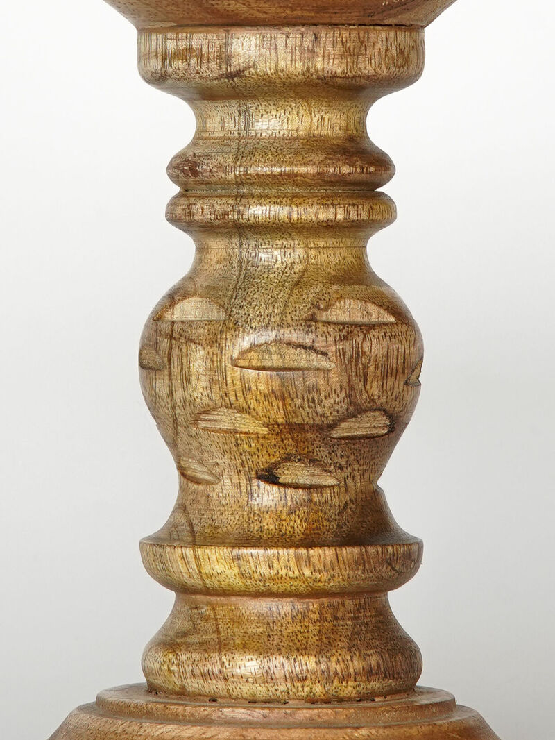 Traditional Medium Burnt Eco-friendly Handmade Mango Wood Set Of Five 15",12",9",12" & 15" Pillar Candle Holder BBH Homes