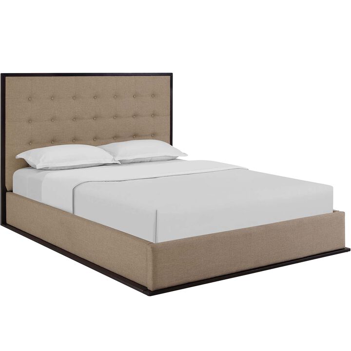 Modway - Madeline Queen Upholstered Fabric Bed Frame Cappuccino Cafe