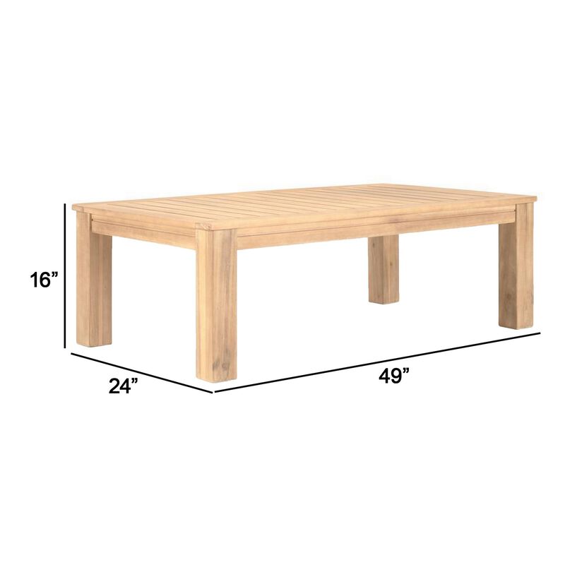 Syka 35 Inch Modern Coffee Table, Acacia Wood, Plank Top, Natural Brown-Benzara