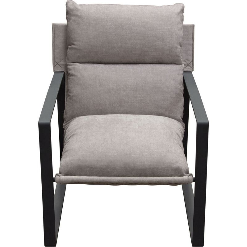 27 Inch Modern Accent Chair, Smooth Gray, Soft Linen Fabric, Sling Chair - Benzara