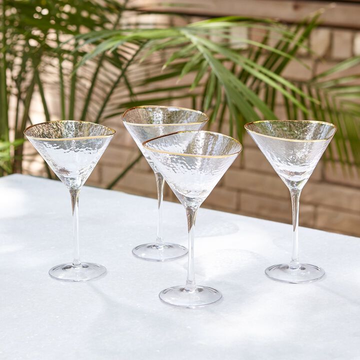 Set of 4 Hammered Martini Glasses