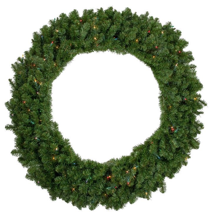 Pre-Lit Canadian Pine Artificial Christmas Wreath  48-Inch  Multicolor Lights