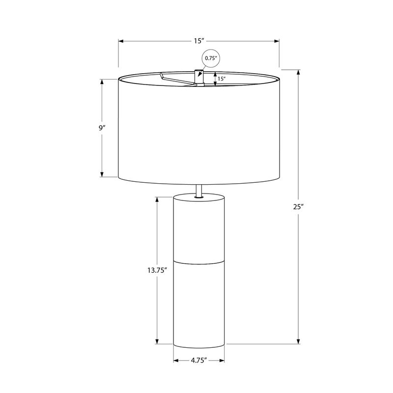 Monarch Specialties I 9629 - Lighting, 25"H, Table Lamp, Black Concrete, Black Shade, Contemporary