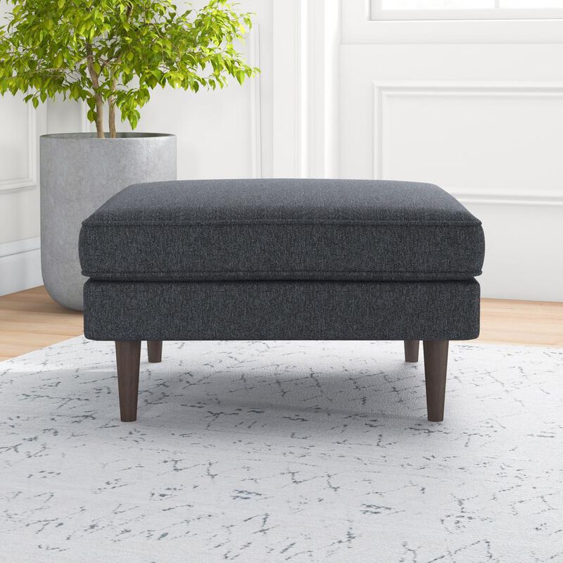 Ashcroft Furniture Co Amber Mid-Century Modern Square Upholstered Ottoman