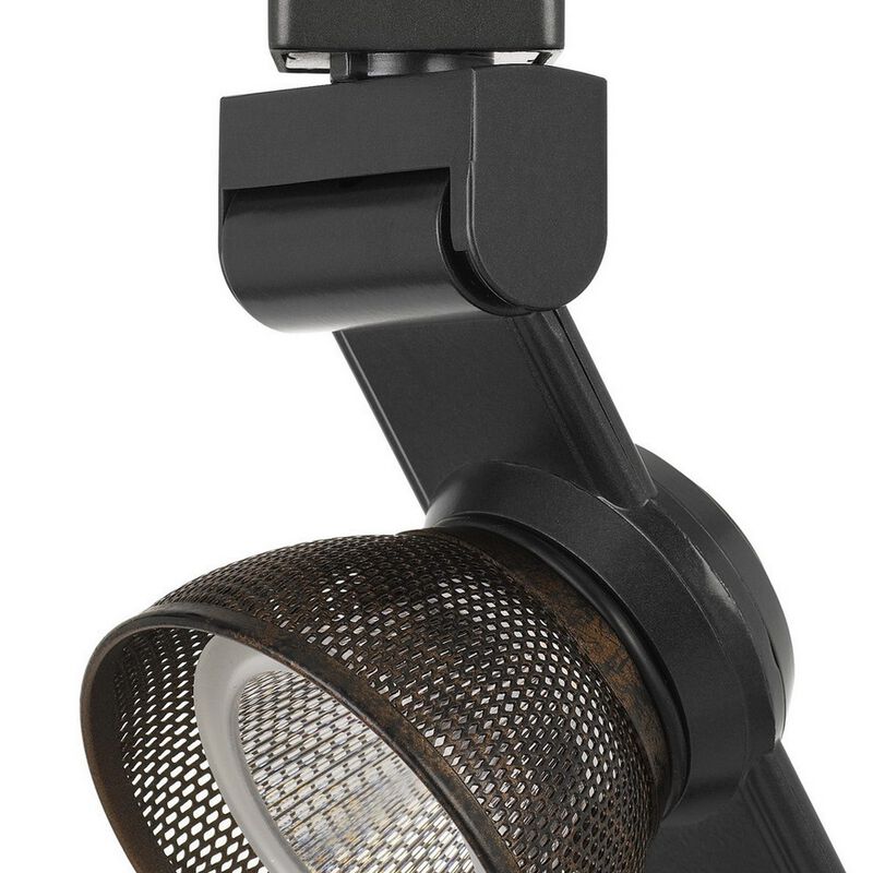 12W Integrated LED Metal Track Fixture with Mesh Head, Black and Bronze - Benzara