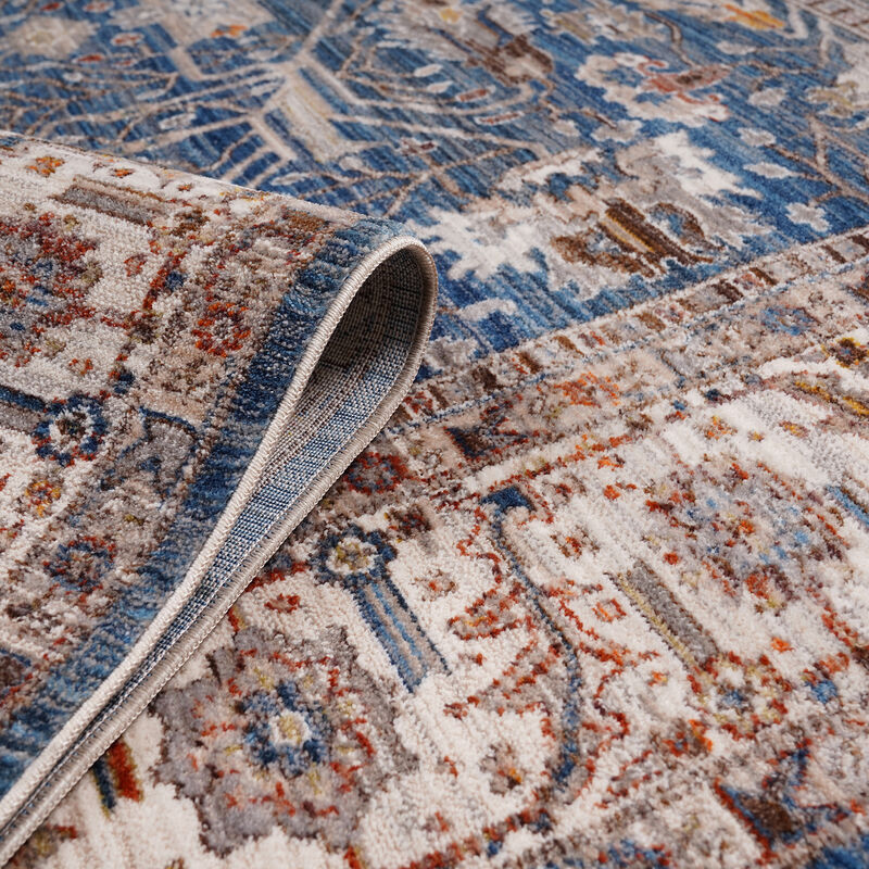 Arcadia Northam Blue Oriental Polyester Area Rug