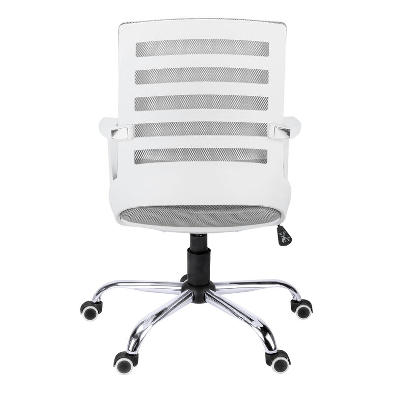 Monarch Specialties I 7225 Office Chair, Adjustable Height, Swivel, Ergonomic, Armrests, Computer Desk, Work, Metal, Mesh, White, Chrome, Contemporary, Modern