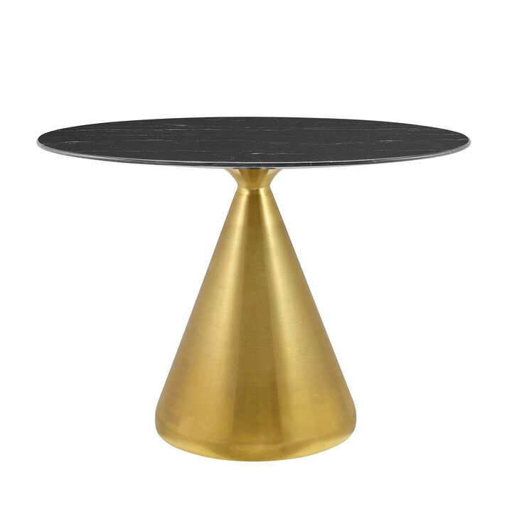 Modway - Tupelo 42" Oval Artificial Marble Dining Table Gold Black