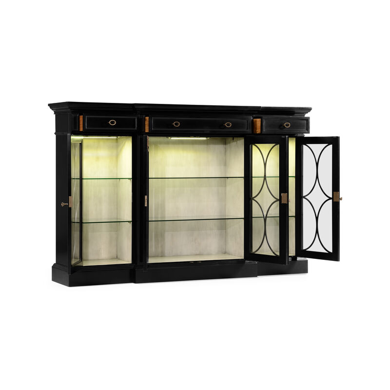 Breakfront Black Display Cabinet