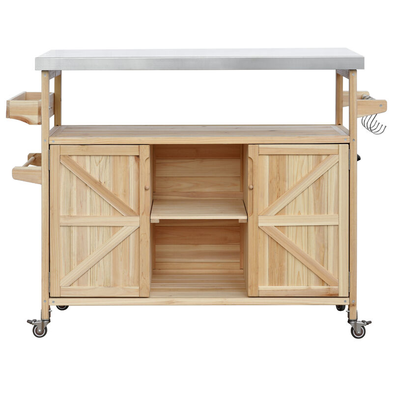 Merax Outdoor Kitchen Island Rolling Bar Cart