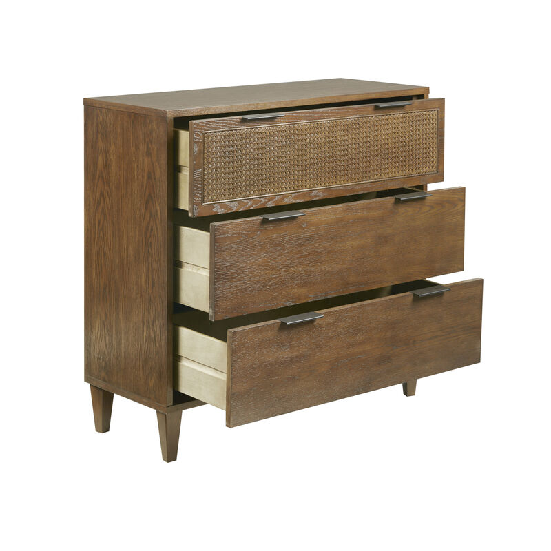 Gracie Mills Vito 3-Drawer Cane Accent Chest