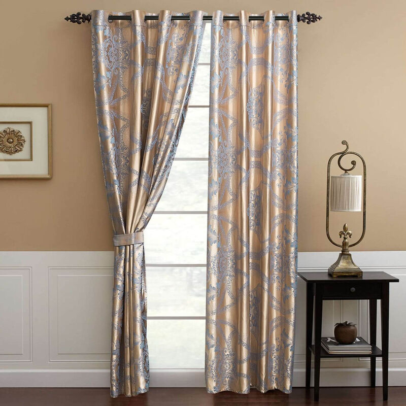 Dolce Mela Curtains Damask Jacquard Grommet Semi-Blackout