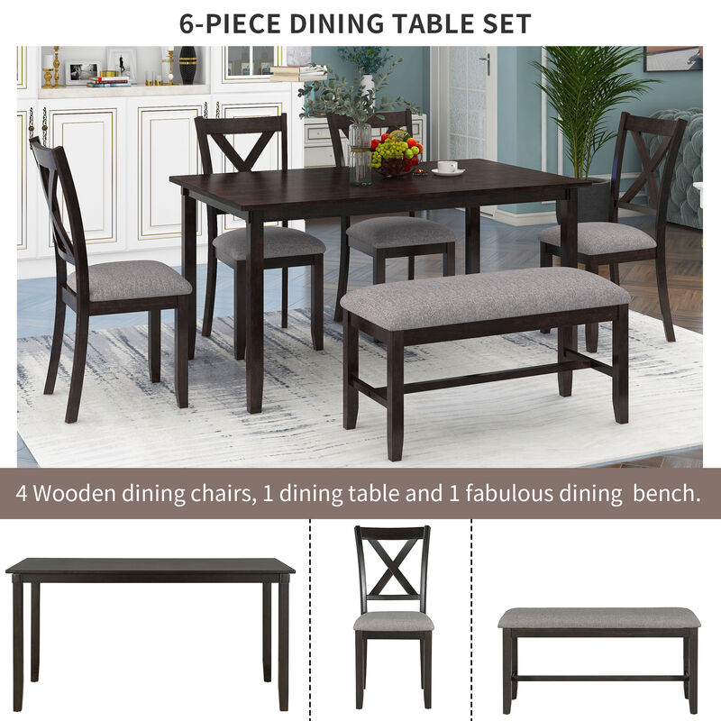 Merax Rustic 6-Piece Kitchen Dining Table Set