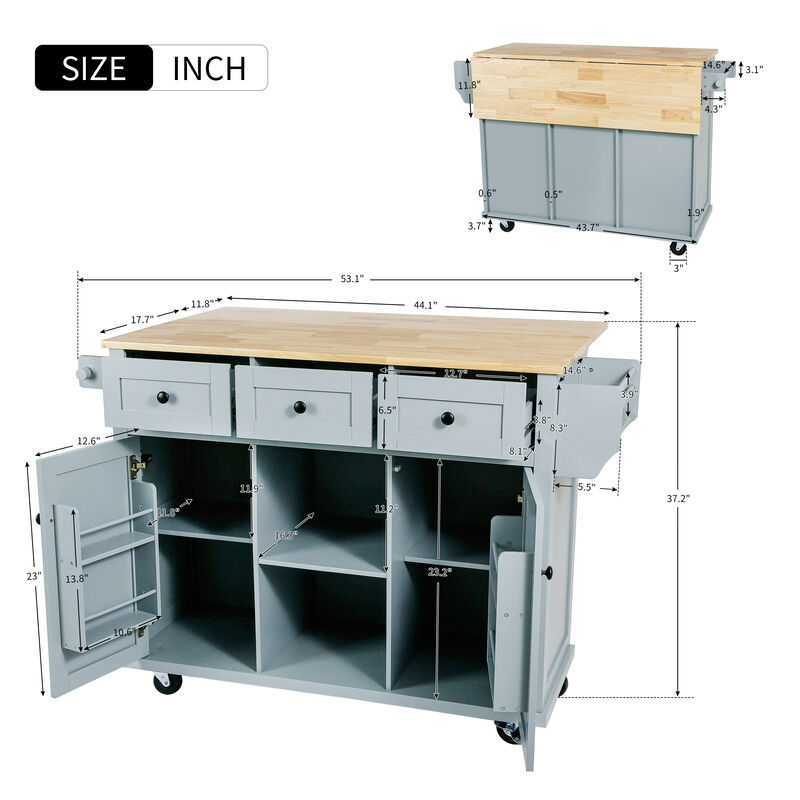 Merax Kitchen Cart on 5 Wheels with Storage Cabinet