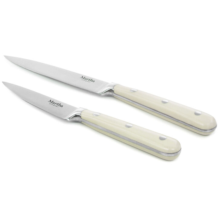 Martha Stewart Stainless Steel 2 Piece Cutlery Set in Cream