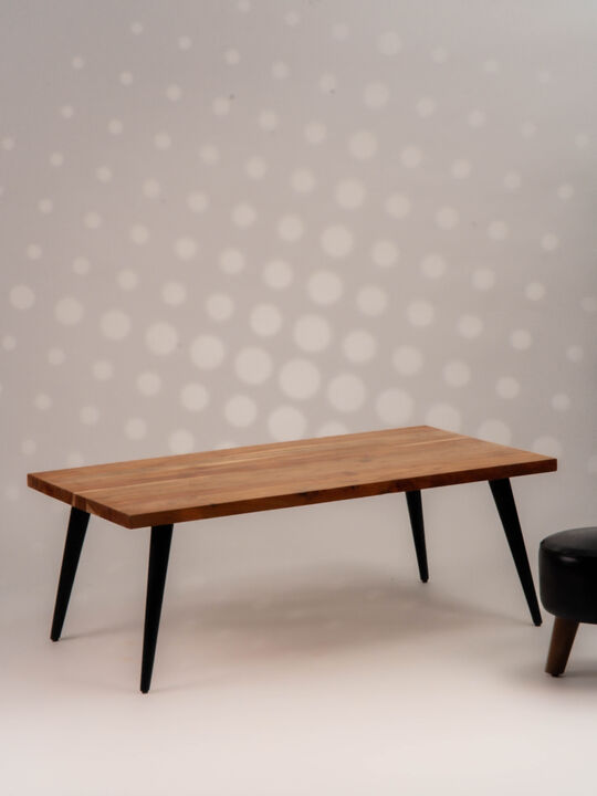 Handmade Eco-Friendly Vintage Acacia Wood & Iron Natural Black Rectangle Table 50"x26"x18" From BBH Homes