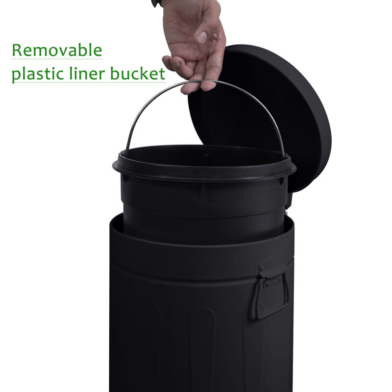 3+12 Liter New York Style Round Trash Can Combo Black