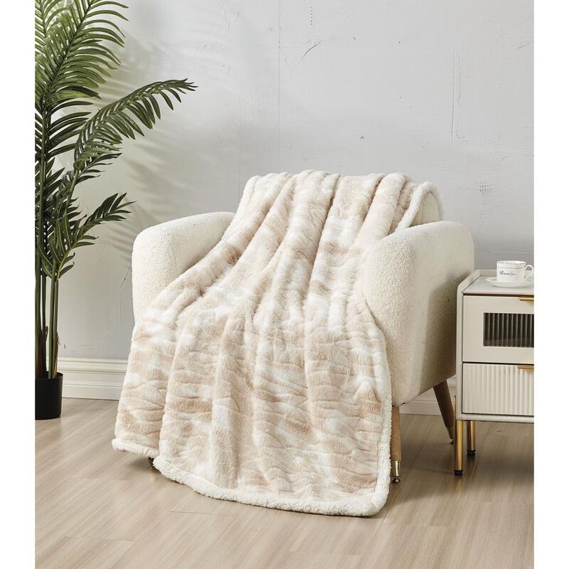 Plazatex Alaska Sherpa Decorative Super Soft Throw Blanket for Sleep/Decor 50" X 60" Beige