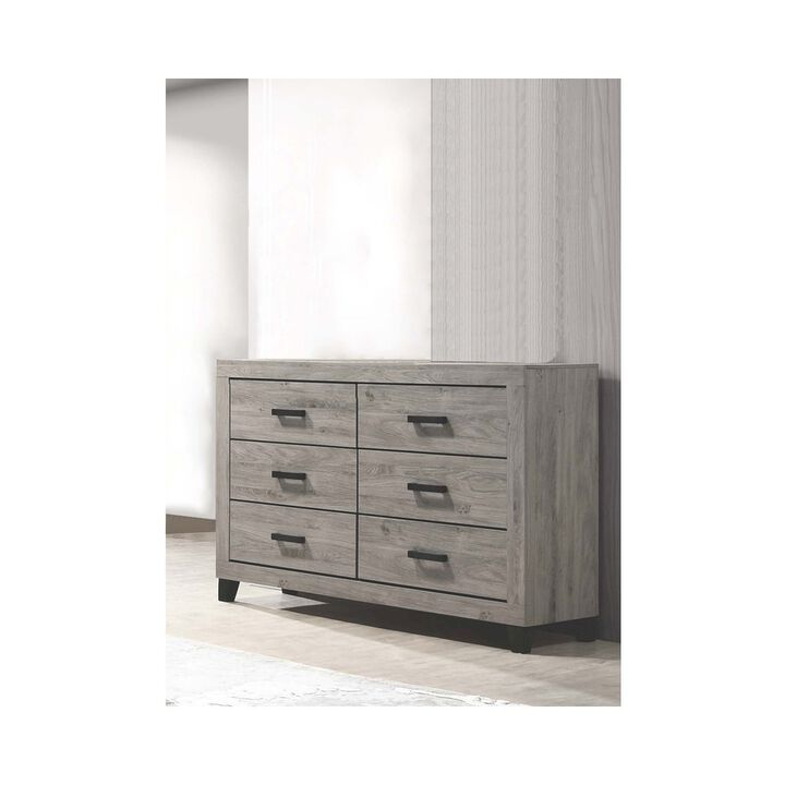 Best Quality Furniture Light grey 6-drawers bedroom dresser