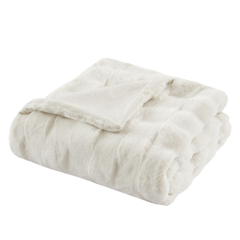 Gracie Mills Barry Faux Fur Basket Weave Throw