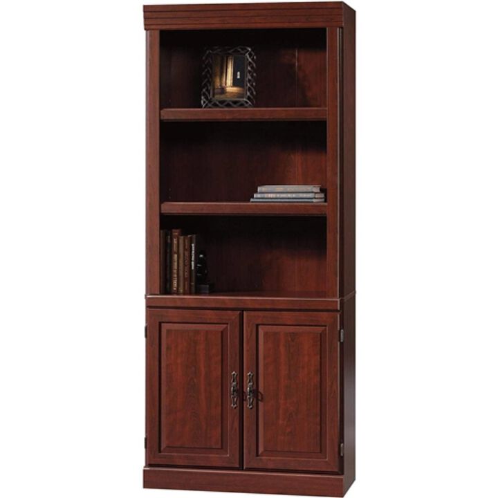 71 inch High 3 Shelf Wooden Bookcase with Storage Drawer in Cherry Finish