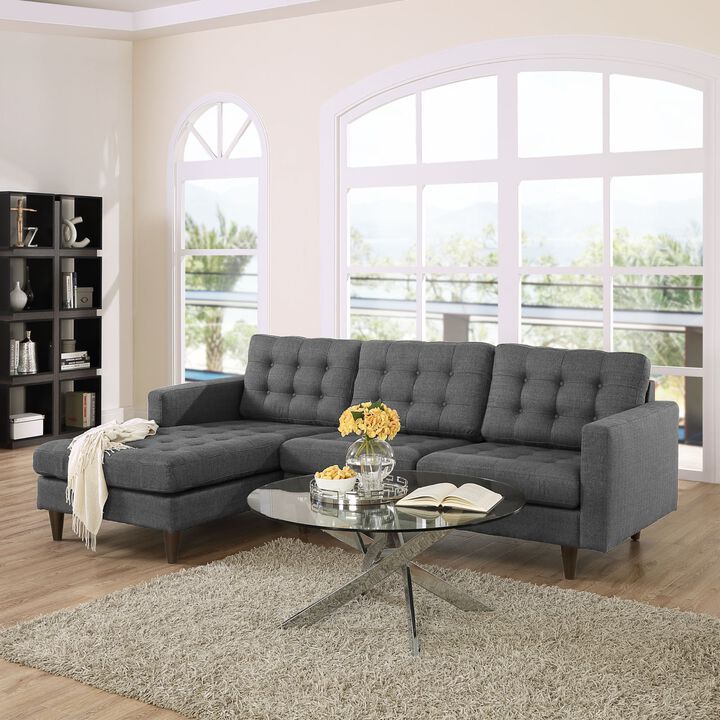 Empress Left-Arm Sectional Sofa - Exquisite Design, Tufted Buttons, Luxurious Cushions, Elegant Armrests - Gray