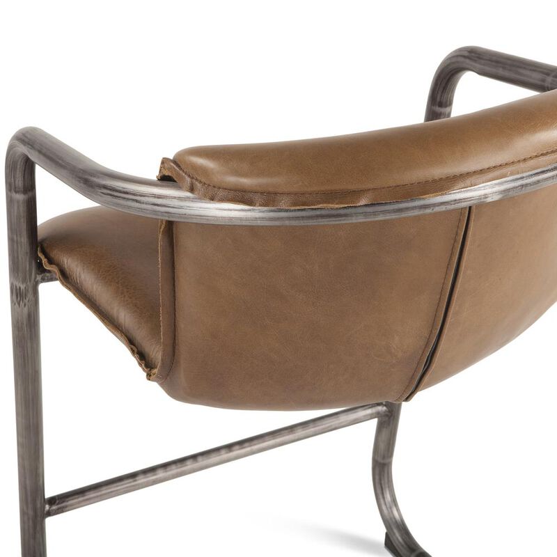 Belen Kox Distressed Chestnut Leather Counter Chairs, Set of 2, Belen Kox