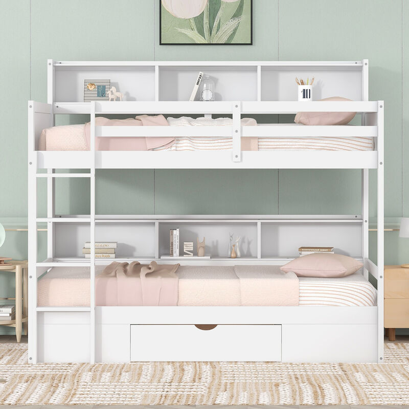 Merax Modern Bunk Bed with Built-in Shelves