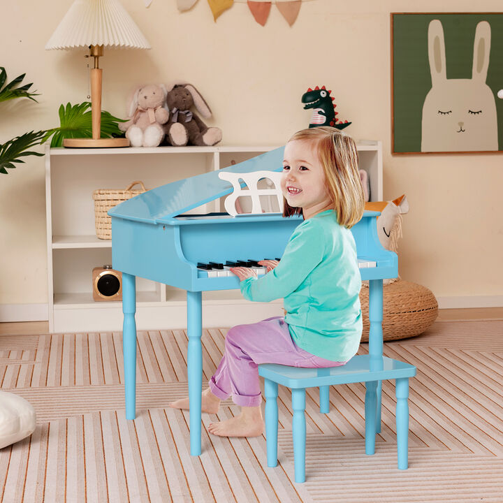 30-Key Wood Toy Kids Grand Piano with Bench and Music Rack