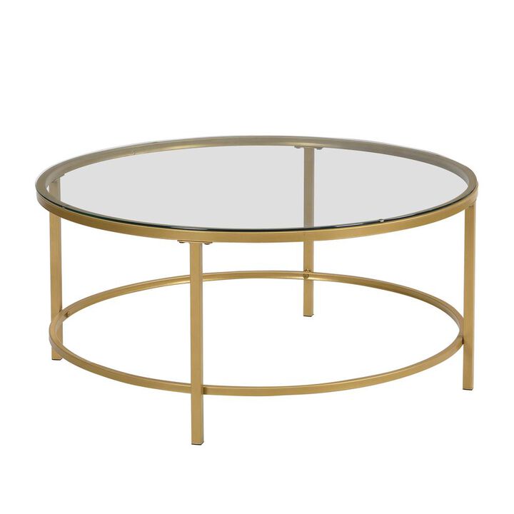 Carolina Living Verazano Glass Top 36 Round Coffee Table - Gold