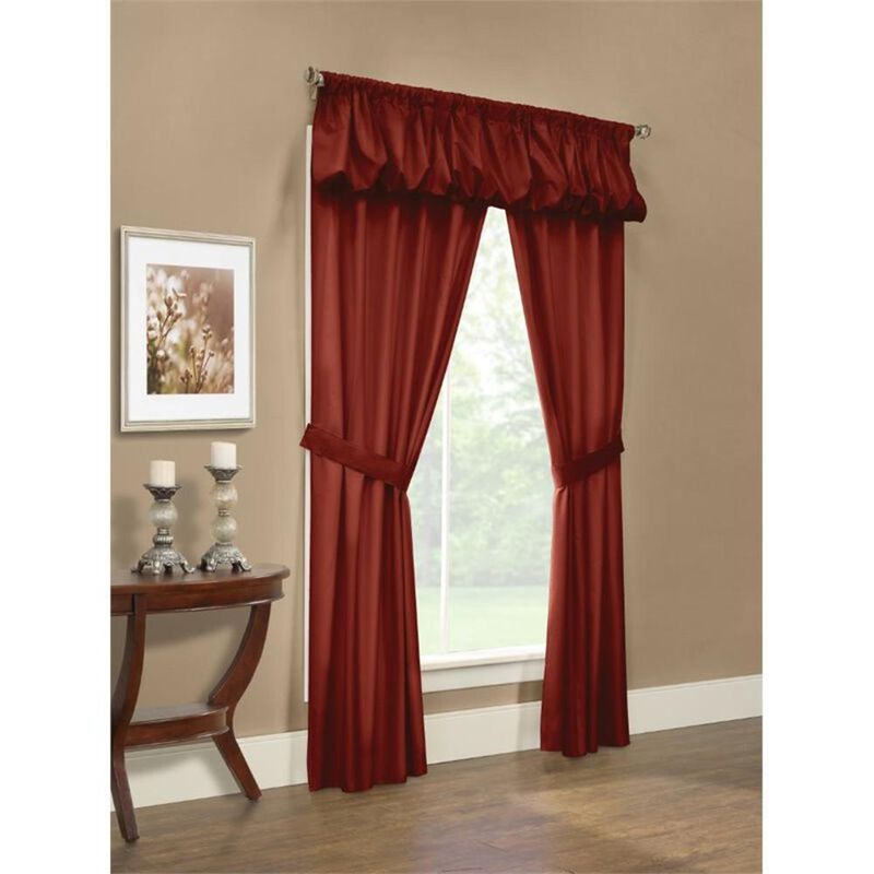 Commonwealth Thermalogic Prescott Energy Efficient 5 Piece Window Curtain Set - 80x84" - Burgundy