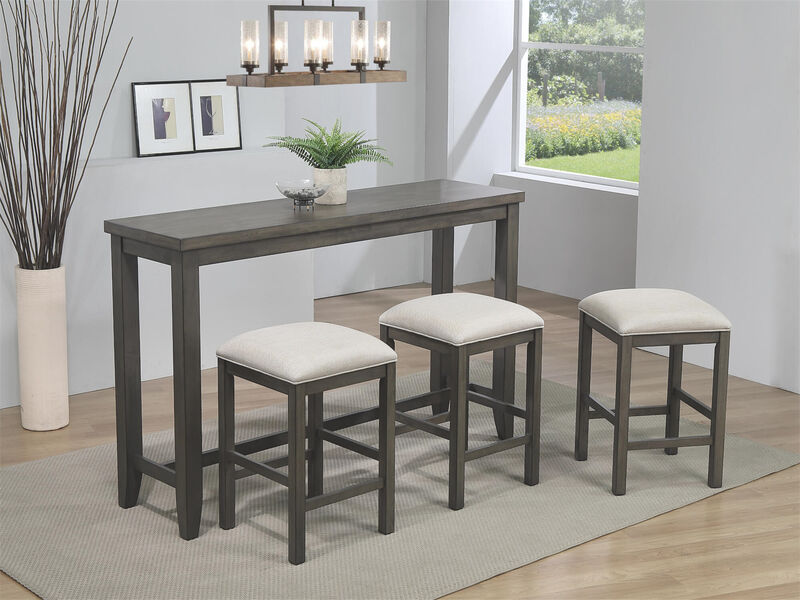 Shades of Gray 24 in. Gray Contemporary Backless Wood Frame Bar Stool with Upholstered Seat