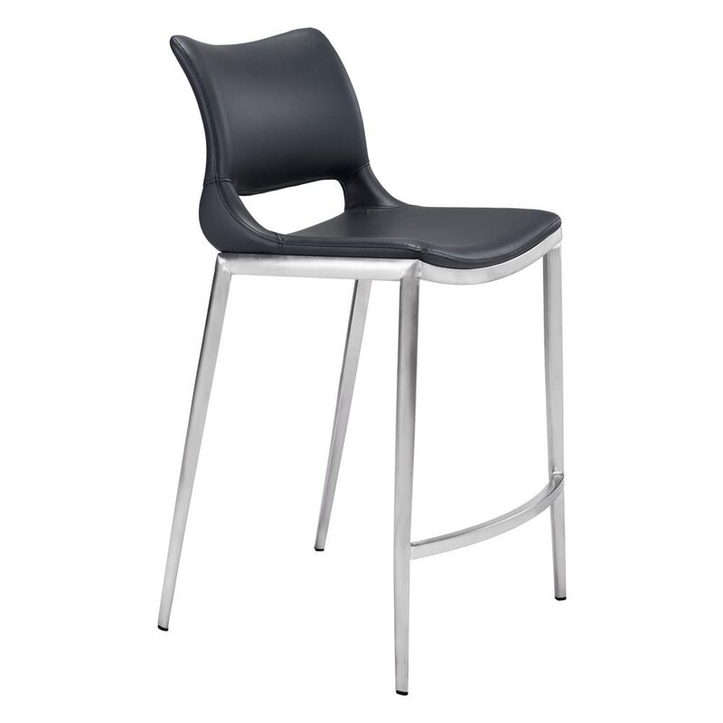 Belen Kox Ace Counter Chair (Set of 2), Black & Brushed Stainless, Belen Kox