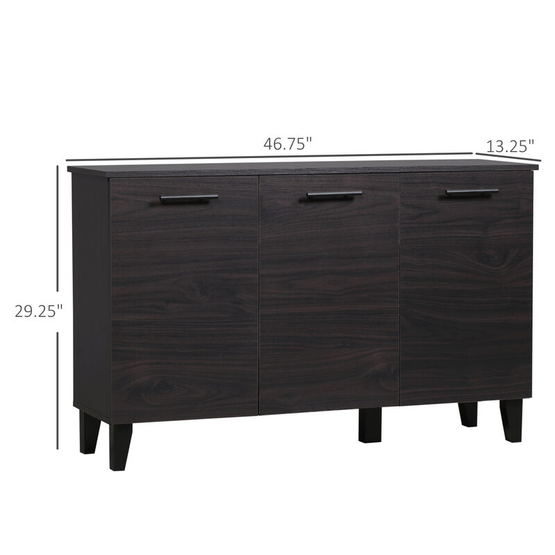 HOMCOM Sideboard Buffet Cabinet, Kitchen Cabinet with Adjustable Shelf, Coffee Bar Cabinet, Dark Walnut