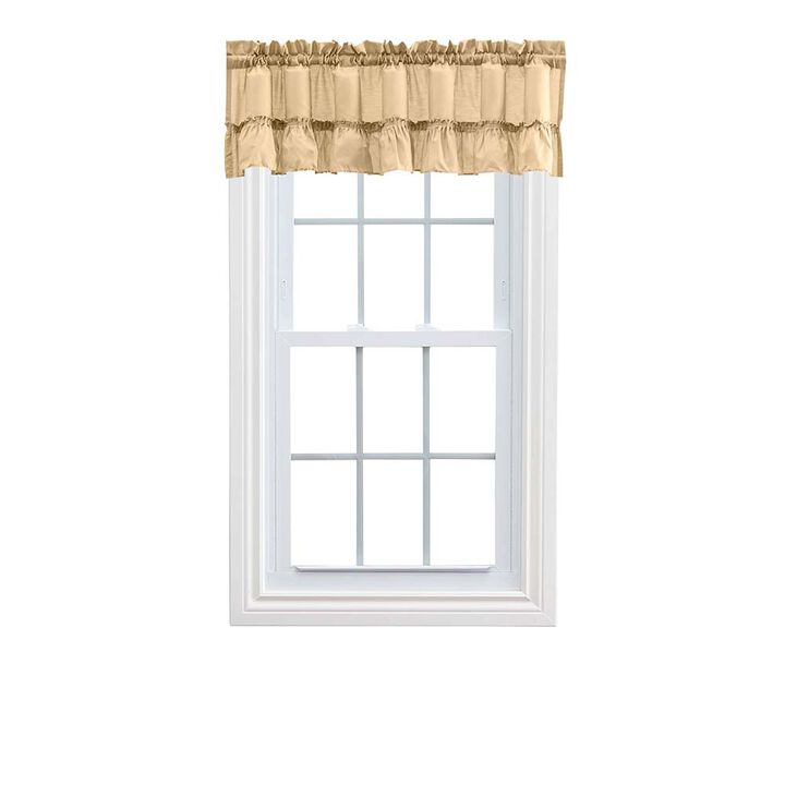 Ellis Stacey Solid Color Window 1.5" Rod Pocket High Quality Fabric Ruffled Filler Valance 54"x13" Almond