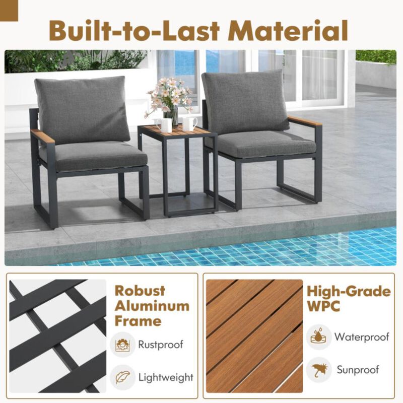 Hivvago 5 Pieces Aluminum Frame Weatherproof Outdoor Conversation Set with Soft Cushions