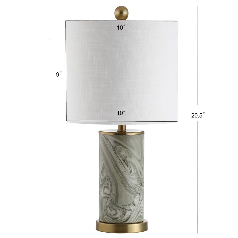 Swirl 20.5" Ceramic LED Table Lamp, Gray/Green