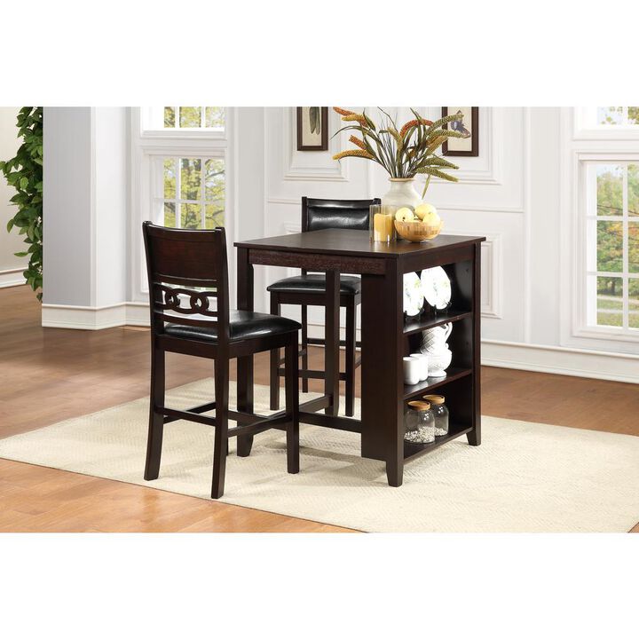 New Classic Furniture Furniture Gia Solid Wood Counter Table 2 Chairs in Ebony Black