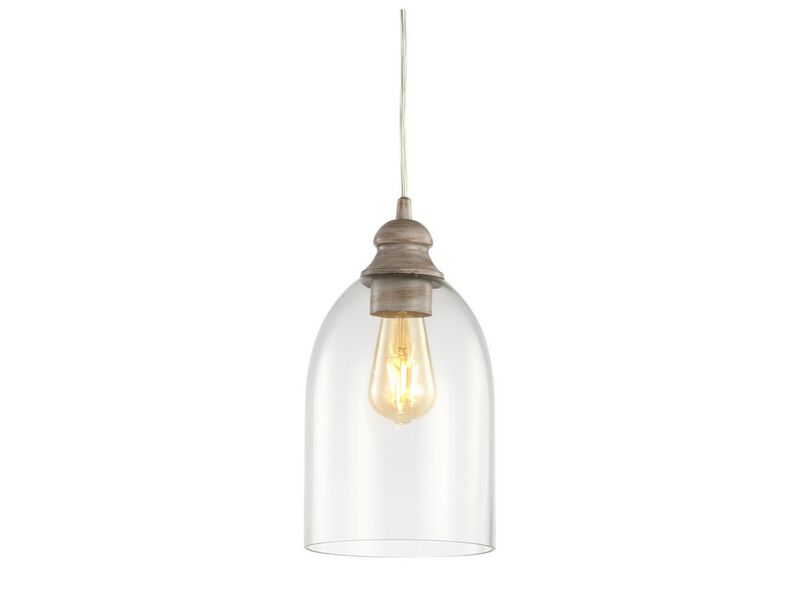 Fontaine 6.25" Adjustable Greige Glass LED Pendant, Grey/Clear