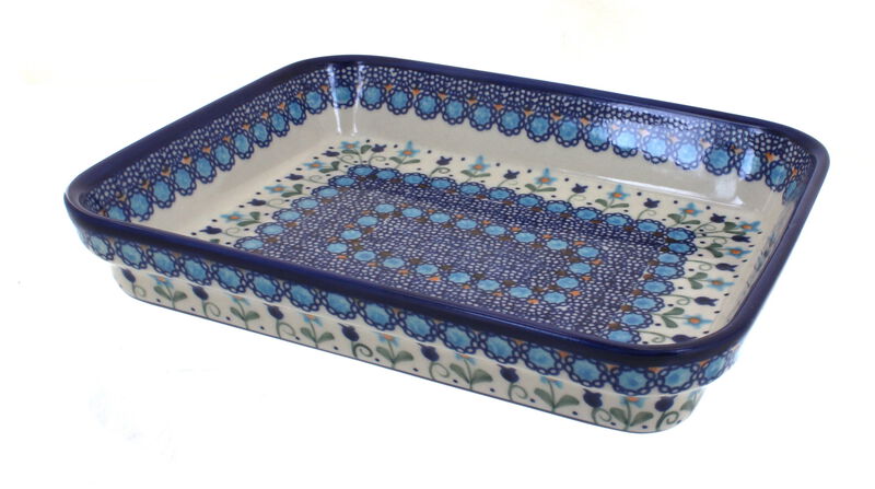 Blue Rose Polish Pottery Atlantis Medium Rectangular Baker