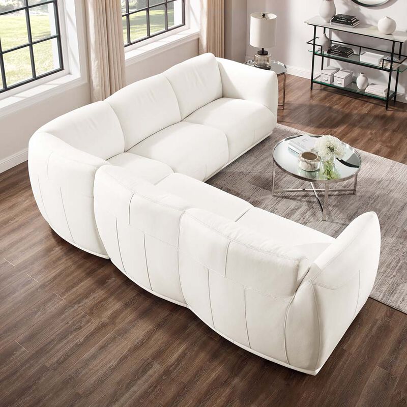 Moon Top Grain Leather Symmetrical Sectional