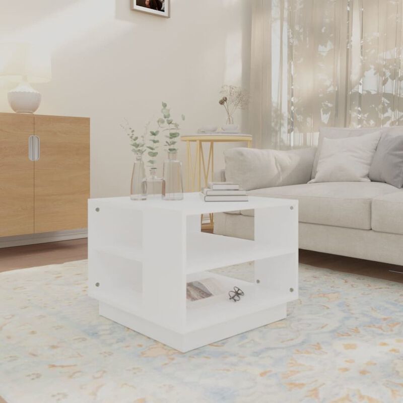 Coffee Table White 21.7"x21.7"x16.9" Engineered Wood