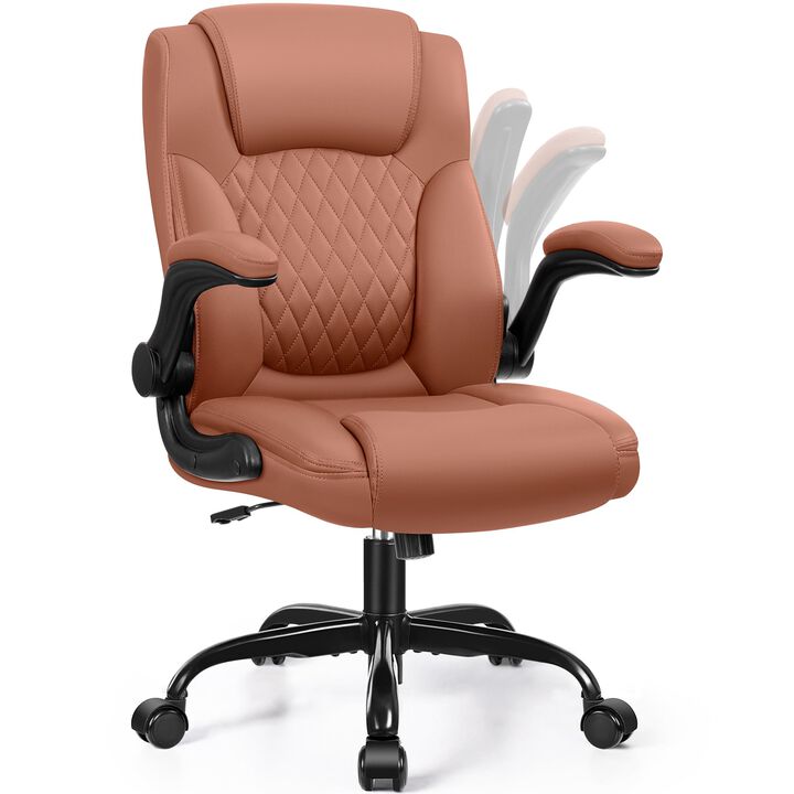 Leather Office Chair, PU Home Computer Desk Chairs with Ergonomic Back Support, 360Swivel Free,Small Gmaing Chair with Wheels an