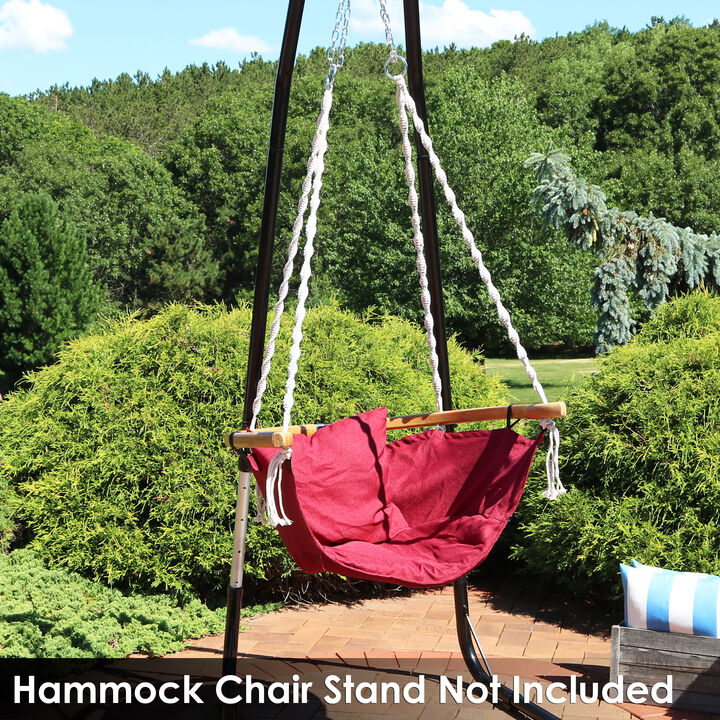 Sunnydaze Audrey Hammock Chair with Cushion and Wood Armrest