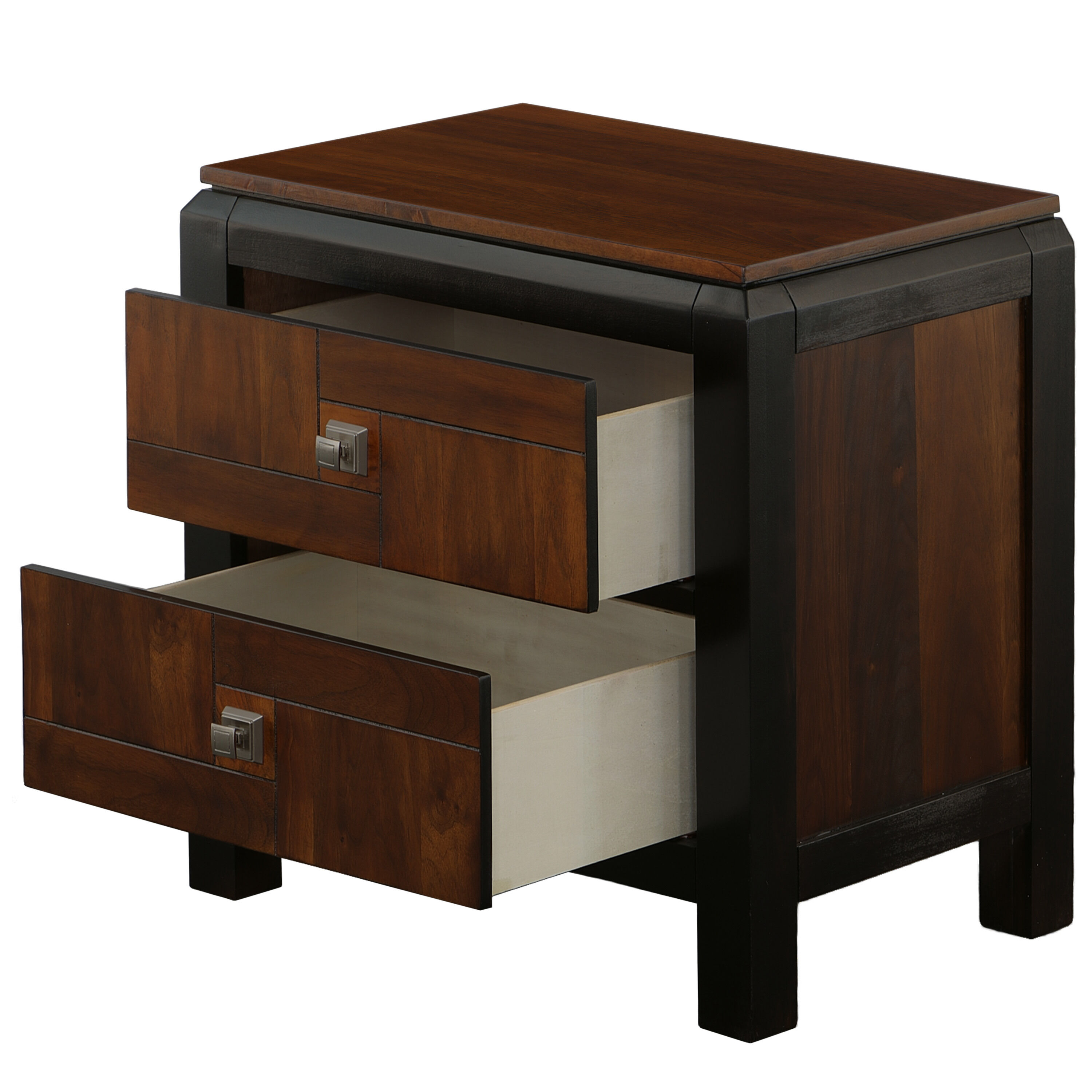 Benzara 28 Inch Handcrafted Bedside Nightstand, 2 Drawers, Sleek 