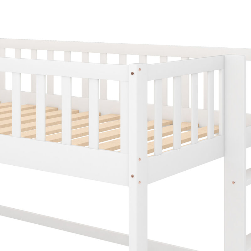 Twin Size Low Loft Bed with Ladder and Slide