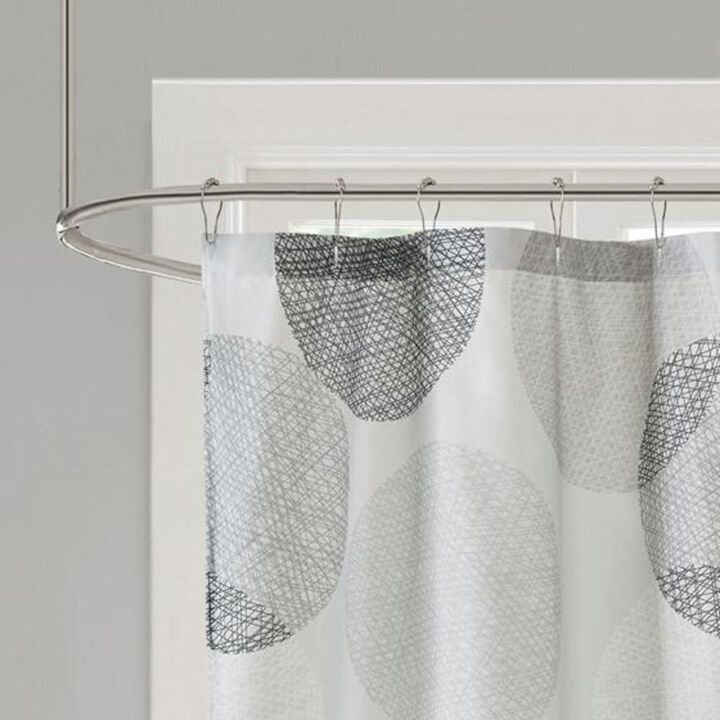 Belen Kox Grey Printed Microfiber Shower Curtain, Belen Kox
