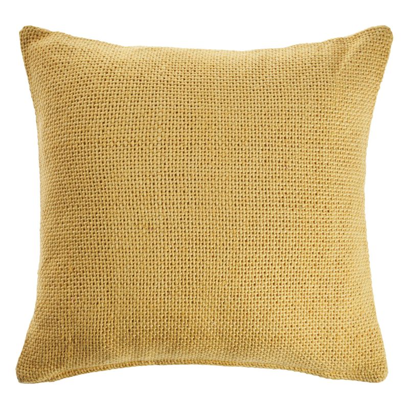 18" Cream Gold Solid Square Throw Pillow