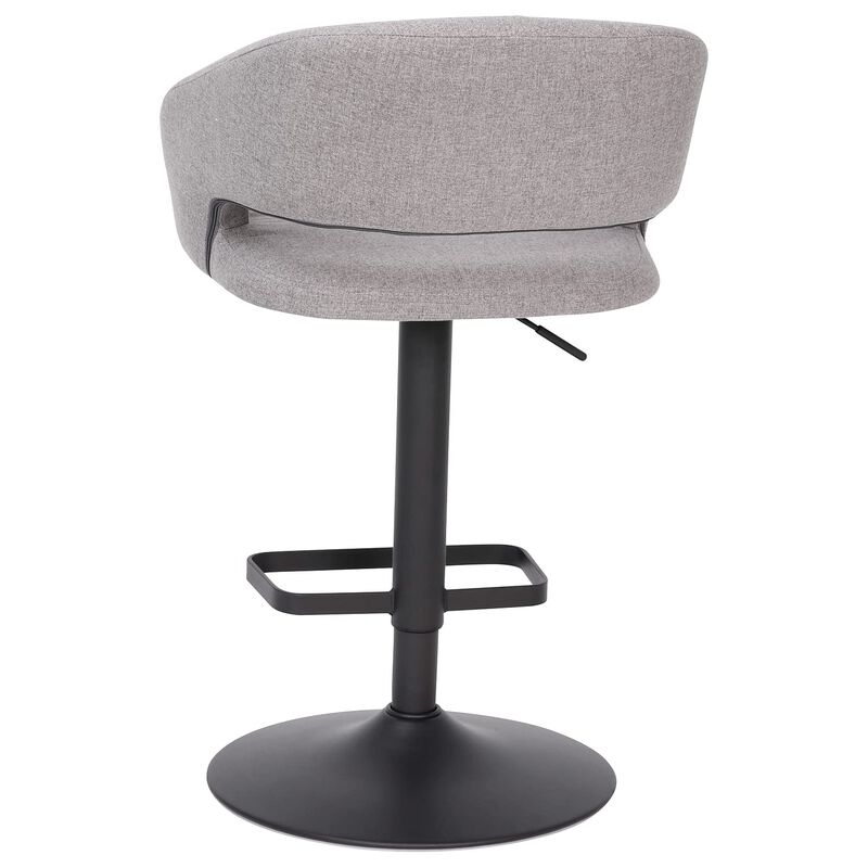 Flash Furniture Erik Comfortable & Stylish Contemporary Barstool with Rounded Mid-Back and Foot Rest, Adjustable Height - Gray Fabric with Black Base